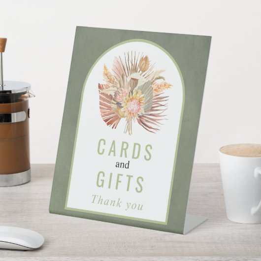 gedroogde palm, pampas groene bruiloft met grassen reclamebord met voetstuk (Insitu)