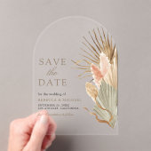 Gedroogde Palm Pampas Taupe Wedding Save the Date Acryl Uitnodigingen (Insitu (Draagbaar))