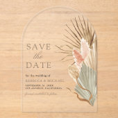 Gedroogde Palm Pampas Taupe Wedding Save the Date Acryl Uitnodigingen (Voorkant)