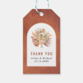 Gedroogde palm, pampasgras terracotta Dank bruilof Cadeaulabel (Voorkant)