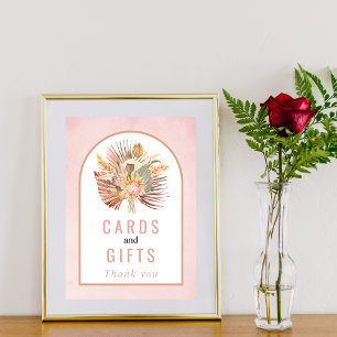 Gedroogde palm, zacht roze poster met pamapgras