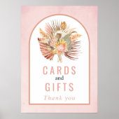 Gedroogde palm, zacht roze poster met pamapgras (Voorkant)