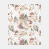 Gedroogde palmbladeren Bladgroen en tropische bloe Fleece Deken (Voorkant)