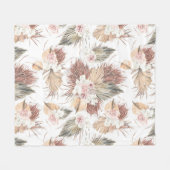 Gedroogde palmbladeren Bladgroen en tropische bloe Fleece Deken (Voorkant (Horizontaal))