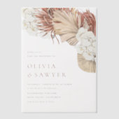 Gedroogde palmbladeren en witte orchideeën Boho We Vellum Uitnodigingen (Voorkant)