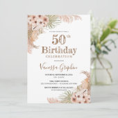 Gedroogde palmbladeren Pampas Grass 50th Birthday Kaart (Staand voorkant)