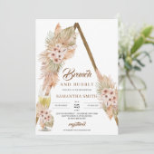 Gedroogde palmbladeren Pampas Grass Brunch en Bubb Kaart (Staand voorkant)