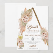 Gedroogde palmbladeren Pampas Grass Brunch en Bubb Kaart (Voorkant / Achterkant)