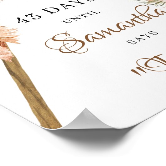 Gedroogde palmbladeren Pampas Grass Countdown Post Poster (Hoek)