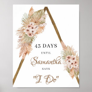 Gedroogde palmbladeren Pampas Grass Countdown Post Poster