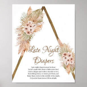 Gedroogde palmbladeren Pampas Grass Late Night Dia Poster