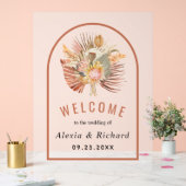 Gedroogde palmbladeren terracotta bevroren bruilof acryl bord (Huwelijk)