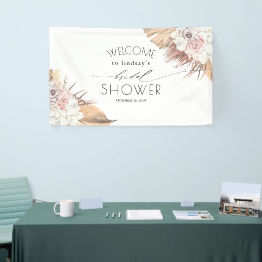 Gedroogde palmbladeren Tropische bruids / Baby sho Spandoek (Beurs)