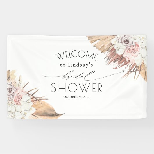 Gedroogde palmbladeren Tropische bruids / Baby sho Spandoek (Horizontaal)