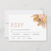 Gedroogde palmbladeren, zacht roze bruiloft met pa RSVP kaartje (Voorkant)