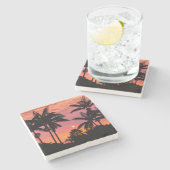 Gedroogde palmbomen, Hawaii Stenen Onderzetter (Zijkant)