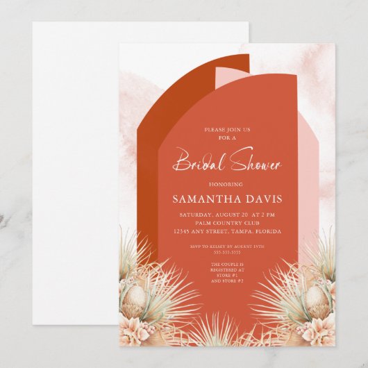 Gedroogde palmen Boho Terracotta Vrijgezellenfeest Kaart (Voorkant / Achterkant)