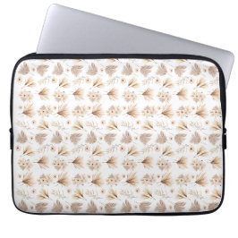 Gedroogde Palmen en Bloemen Beige Boho Waterverf Laptop Sleeve