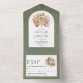 Gedroogde palmen en pampa's gras groene bruiloft a all in one uitnodiging (Binnen)