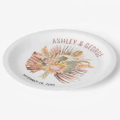Gedroogde palmen en pampas's terracotta bruiloft papieren bordje (Gekanteld)