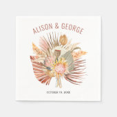 Gedroogde palmen en pampas's terracotta bruiloft servet (Voorkant)