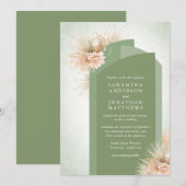 Gedroogde palmen Sage Green en Blush Wedding Kaart (Voorkant / Achterkant)