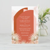 Gedroogde palmen tinten van roest bruiloft uitnodi kaart (Staand voorkant)
