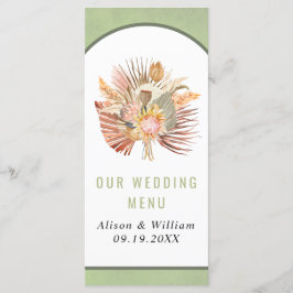 Gedroogde palmpampas gras groen trouwmenu menu