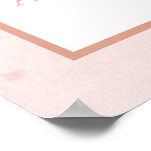 Gedroogde palmpasta's zachte roze welkomstbruiloft poster (Hoek)