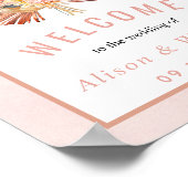 Gedroogde palmpasta's zachte roze welkomstbruiloft poster (Hoek)