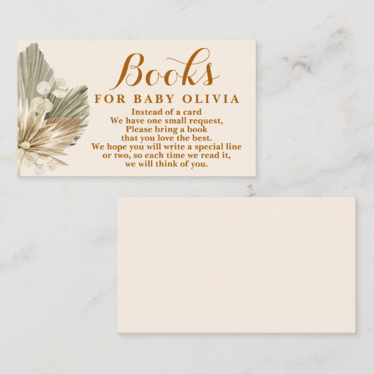 Gedroogde Palms Lunaria Books for Baby Request Car Informatiekaartje (Voorkant / Achterkant)