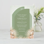 Gedroogde Palms Sage Green Wedding Invitation Kaart (Staand voorkant)