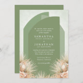 Gedroogde Palms Sage Green Wedding Invitation Kaart (Voorkant / Achterkant)