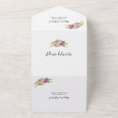 Gedroogde pampas graspalmbladeren stoffig roos bru all in one uitnodiging (Buitenkant)