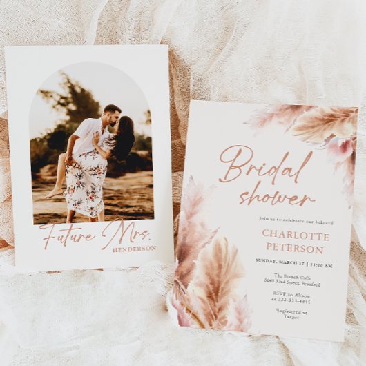 Gedroogde Pampas Grass Boho Fotografie Vrijgezelle Kaart