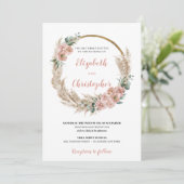 Gedroogde Pampas Grass Wreath Roos Orchidee Eucaly Kaart (Staand voorkant)