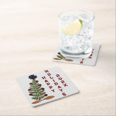 Gedroogde pers Bloem Kerstboom Kartonnen Onderzetters (Insitu)