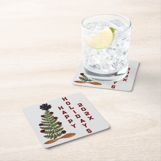 Gedroogde pers Bloem Kerstboom Kartonnen Onderzetters (Insitu)