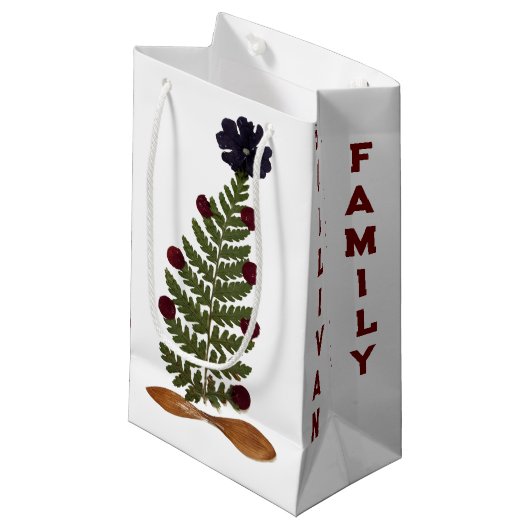 Gedroogde pers Bloem Kerstboom - P Klein Cadeauzakje (Voorkant Gekanteld)