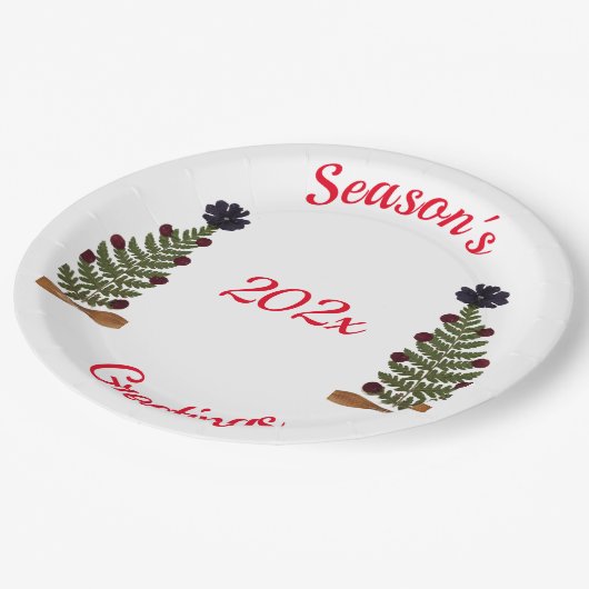 Gedroogde pers bloem kerstboom papieren bordje (Gekanteld)