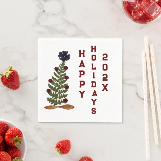 Gedroogde pers bloem kerstboom servet (Insitu)