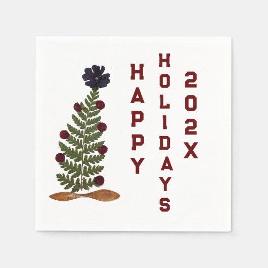 Gedroogde pers bloem kerstboom servet (Voorkant)