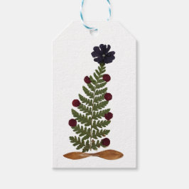 Gedroogde pers Kerstboom-Paarse Bloem Gift Label Cadeaulabel
