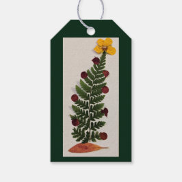 Gedroogde pers Vloeiend kerstboom Label met cadeau Cadeaulabel