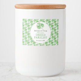 Gedroogde peterselie waterverf art custom kruidenp voedselcontainer etiket