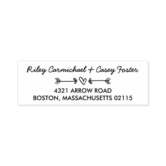 Gedroogde pijlen en hartRomantische naam en adres Zelfinktende Stempel (Design)