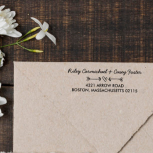 Gedroogde pijlen en hartRomantische naam en adres Zelfinktende Stempel