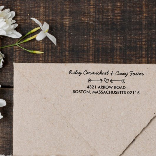 Gedroogde pijlen en hartRomantische naam en adres Zelfinktende Stempel