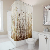 Gedroogde Planten Primitive Gingham Brown Yellow Douchegordijn (In situ)