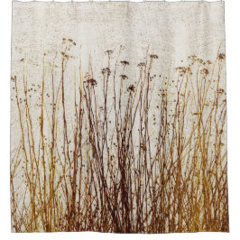 Gedroogde Planten Primitive Gingham Brown Yellow Douchegordijn